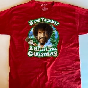 Bob Ross Christmas tee shirt